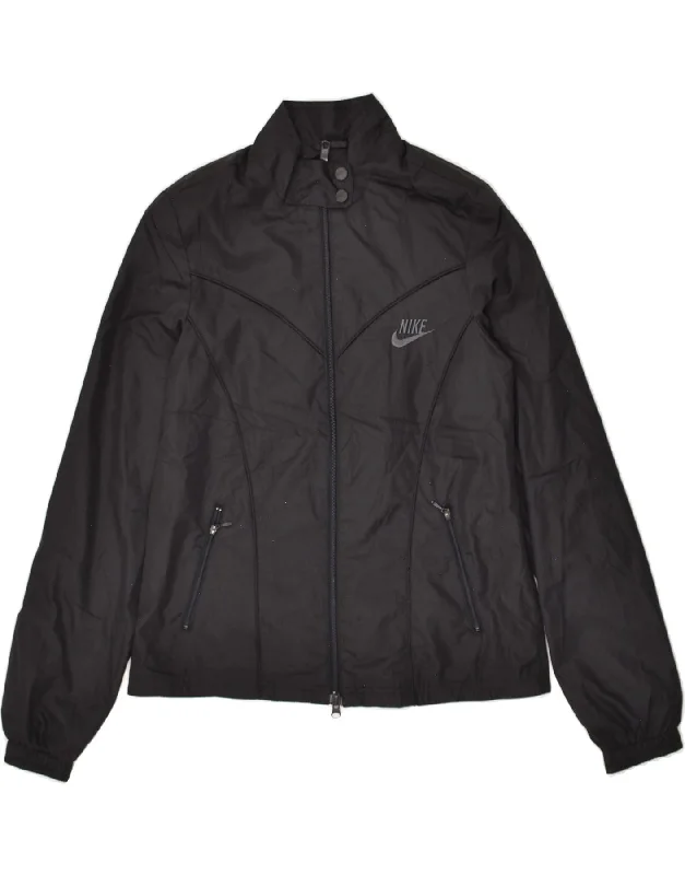 NIKE Womens Bomber Jacket UK 10 Small Black Polyester