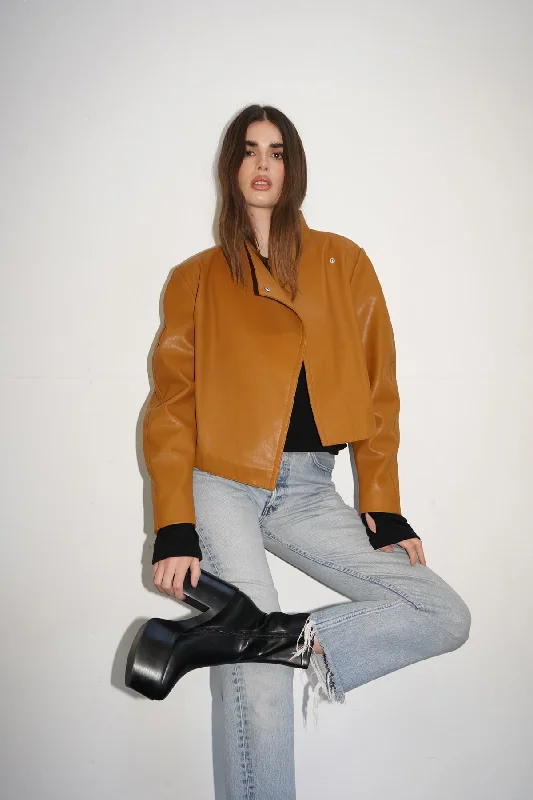 Solo Faux Leather Jacket - Toffee