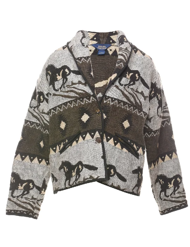 Western Horse Design Tapestry Jacket - L