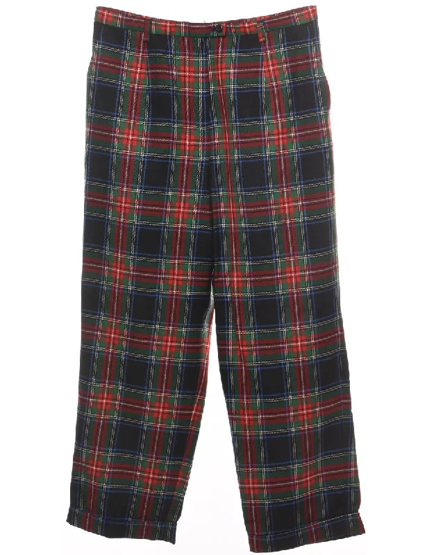 Wool Pendleton Plaid Pattern Multi-Colour Trousers - W33 L27