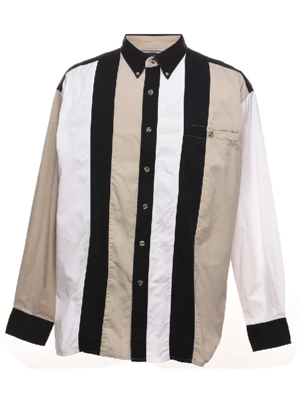 Wrangler Beige & Black Contrast Panel Shirt - L