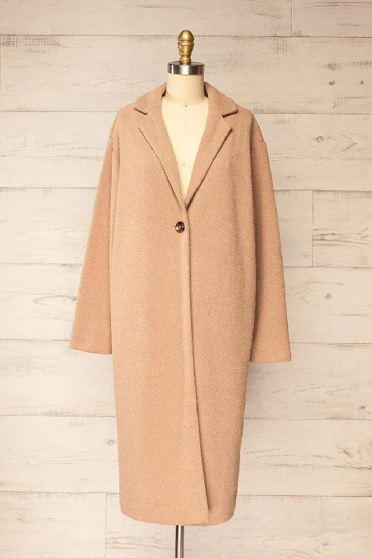 Dimton | Beige Knit Coat w/ Pockets