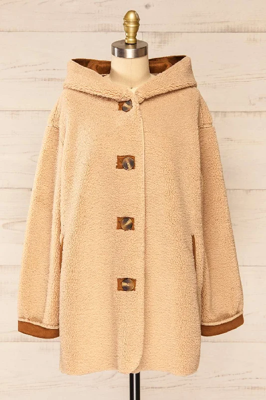 Istanbul | Beige Sherpa Coat w/ Faux-Suede Lining