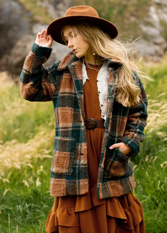 Gertrude Coat in Camel Plaid