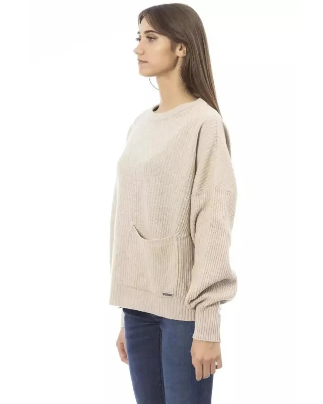 Baldinini Trend Women's Beige Wool Sweater - L