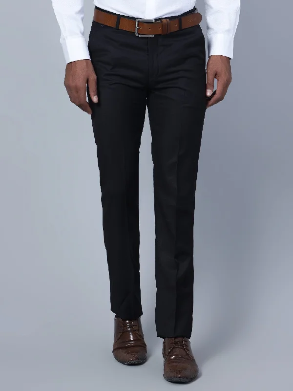 Men's Formal Flat front Black  Trousers