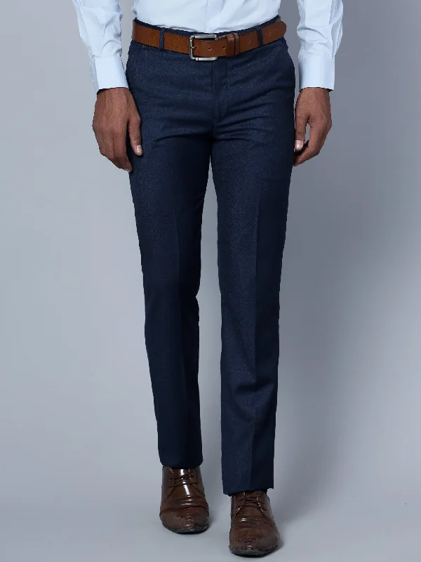 Men's Formal Flat front Navy Blue  Trousers