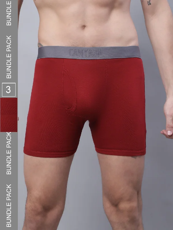 Men Pack of 3 Maroon Brief