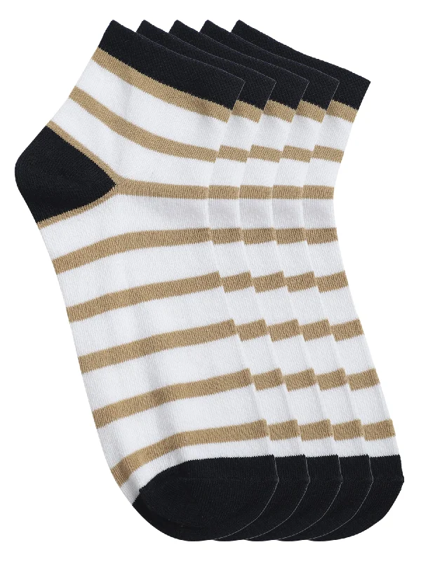 Men's Beige Fashion Ankle length Socks -Pack of 5