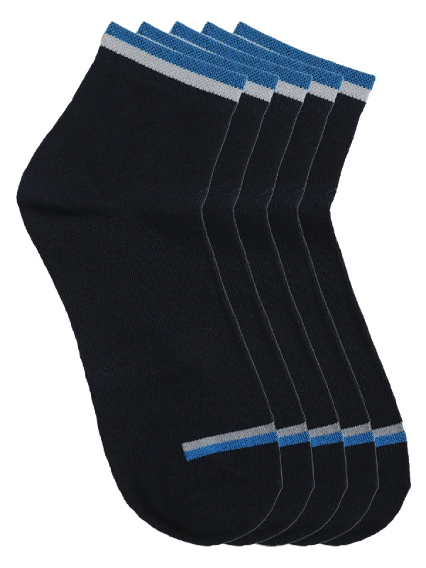 Men's Black Fashion Ankle length Socks -Pack of 5