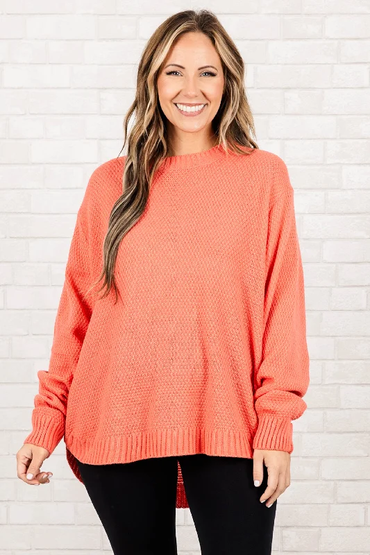 She Has It All Sweater, Deep Coral