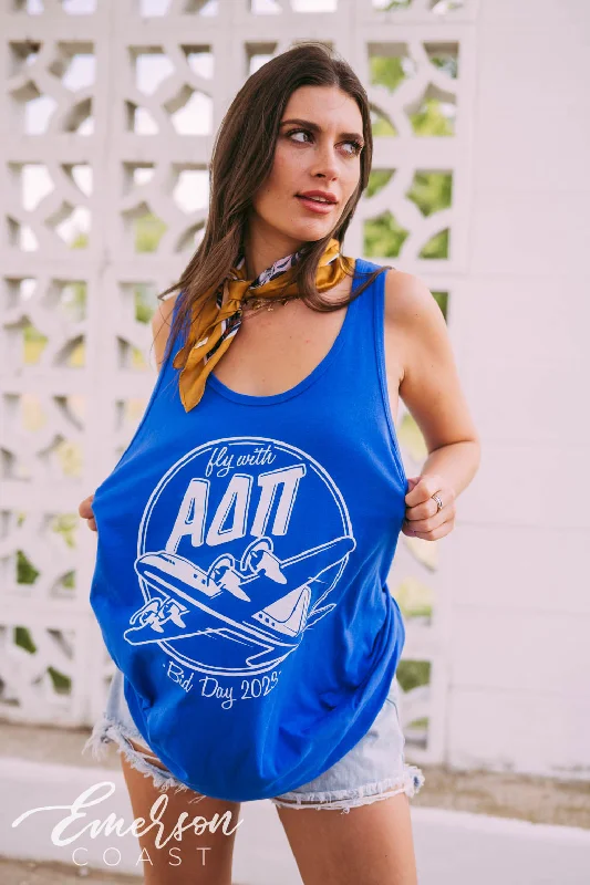 ADPi Fly First and Finest Bid Day Tank