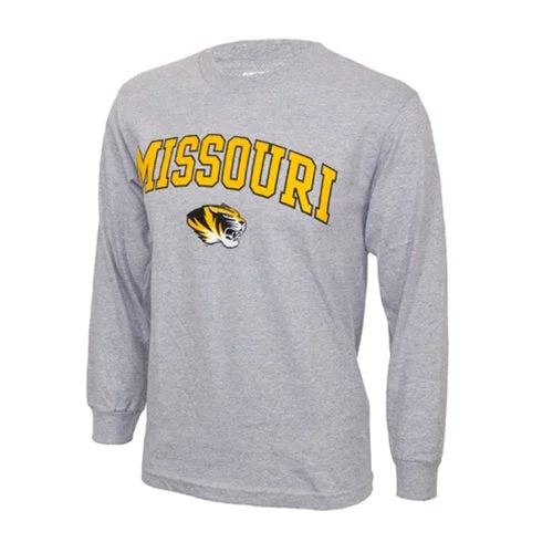 Missouri Tiger Head Grey Long Sleeve T-Shirt