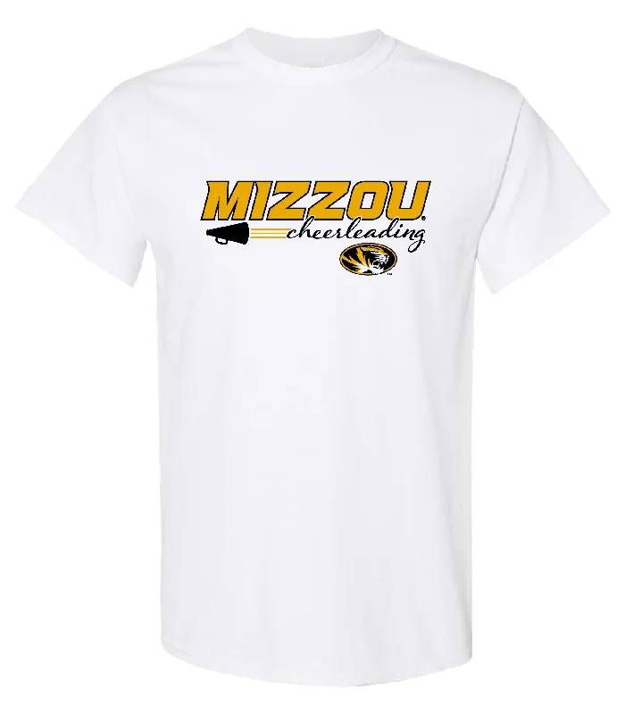 Mizzou Tigers 2024 Oval Tiger Head Cheerleading Megaphone White T-Shirt