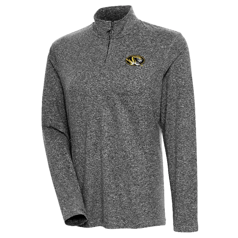 Mizzou Tigers Antigua Women's 1/4 Zip Oval Tiger Head Grey Long Sleeve