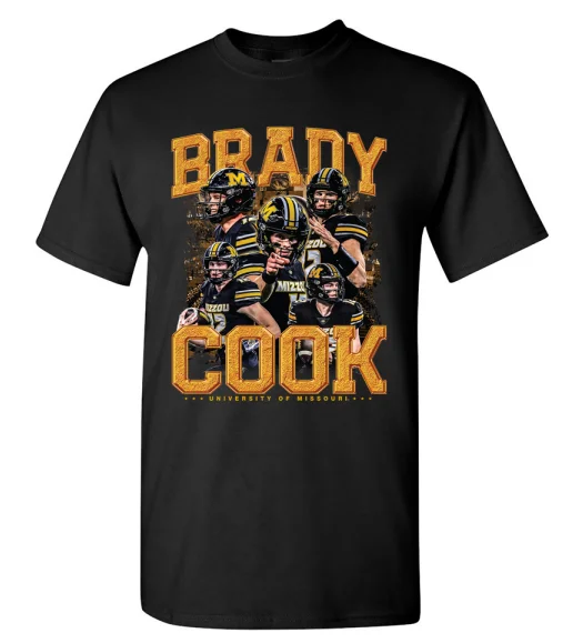 Mizzou Tigers NIL 2024 Football Brady Cook Black T-Shirt