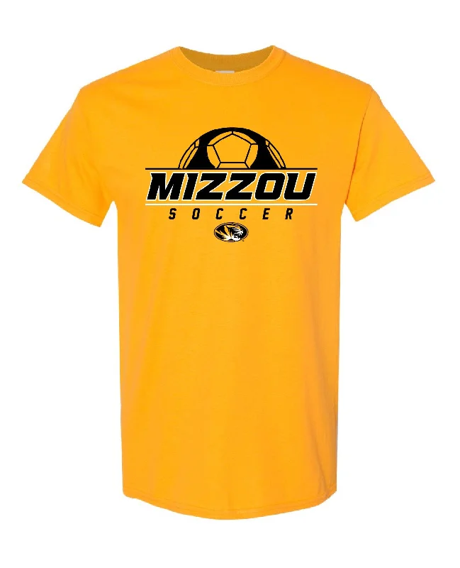 Mizzou Tigers Soccer Ball Oval Tiger Head Gold T-Shirt