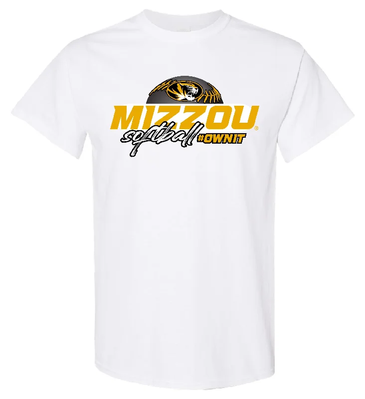 Mizzou Tigers Softball Oval Tiger Head #OWNIT White T-Shirt