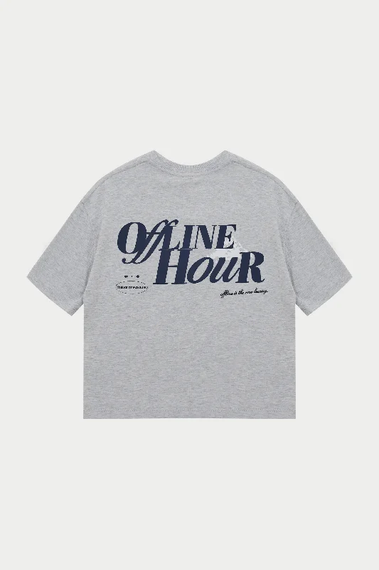 OFFLINE HOUR BOXY T-SHIRT - GREY MARL