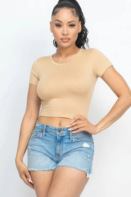 Short Sleeve Roundneck Crop Top